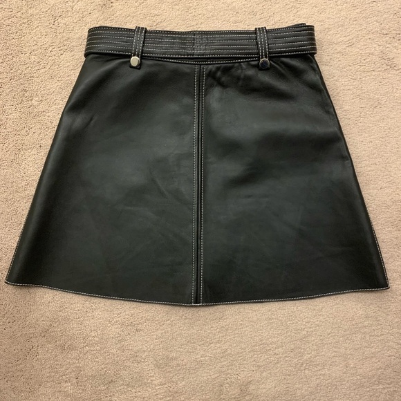 Maje jupe trapeze leather skirt with zip size FR38 Black - Picture 2 of 8